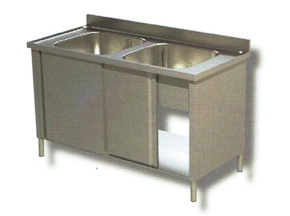 Lavello due vasche su armadio cm.100/140x60